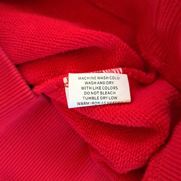 LINGUA FRANCA Women's Embroidered Sweatshirt Red "Consider the Lilies" - Picture 9 of 9